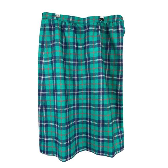 Pendleton Pencil Skirt Tartan Plaid Scottish Wool 16 Vintage Academia Green - Picture 1 of 6